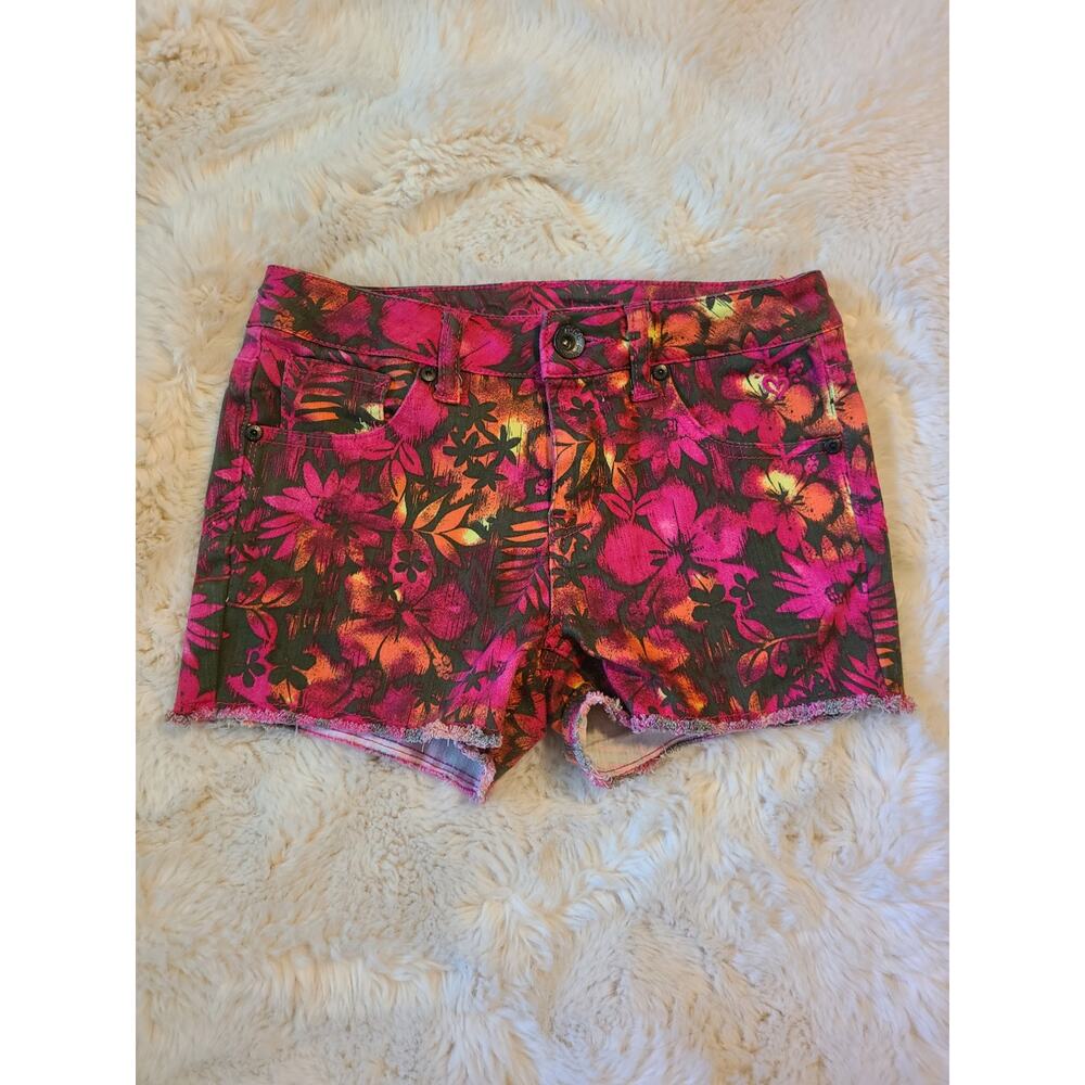 Justice Premium Jeans Tropical floral vibrant denim shorts size 12R